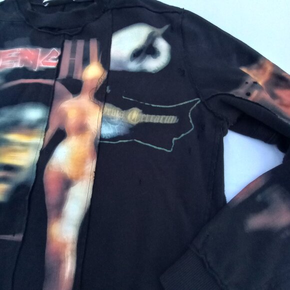 Givenchy Black Heavy Metal Print Distressed Sweatshirt size large - Picture 14 of 16
